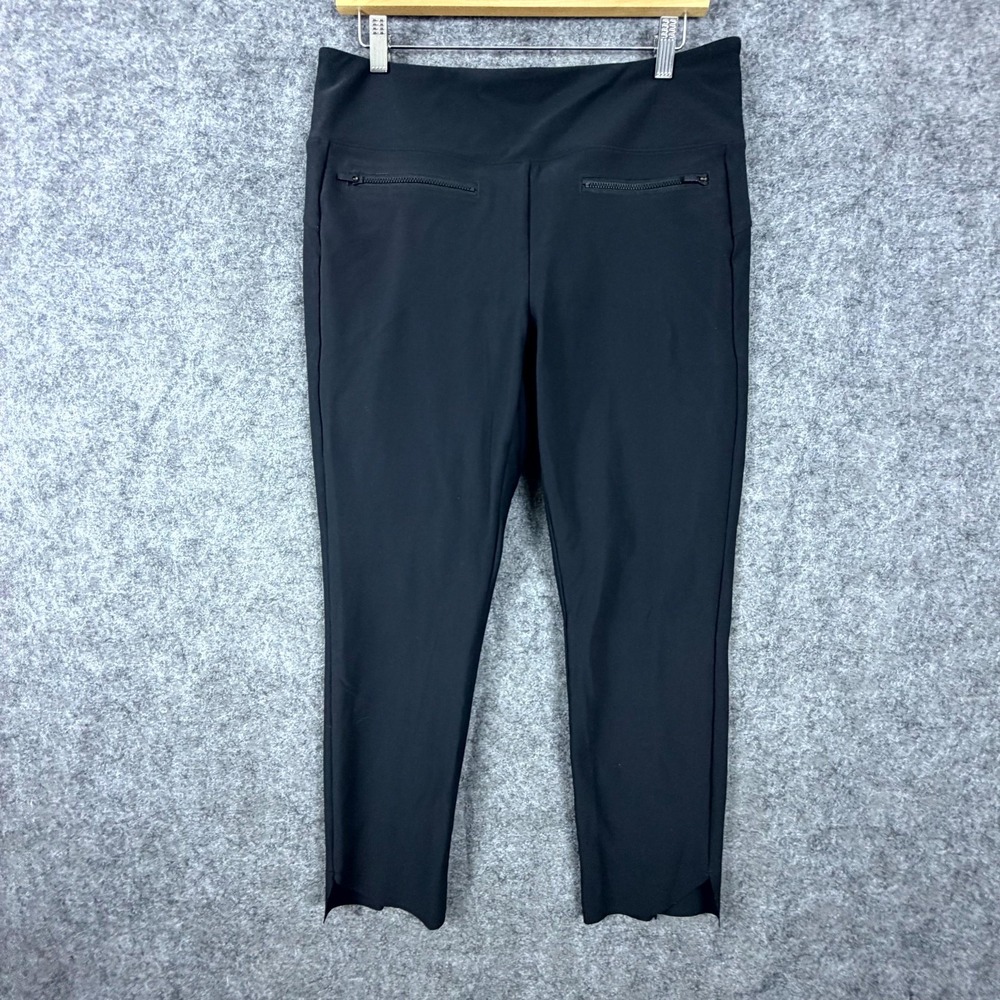 Athleta Stellar Cropped Pants Women Large Black Stretch Skinny Leg Elastic Waist